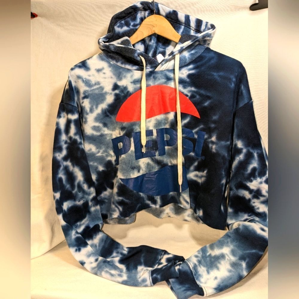 NWT Crop Top Pepsi Cotton Blend Cropped Hoodie Junior's Large